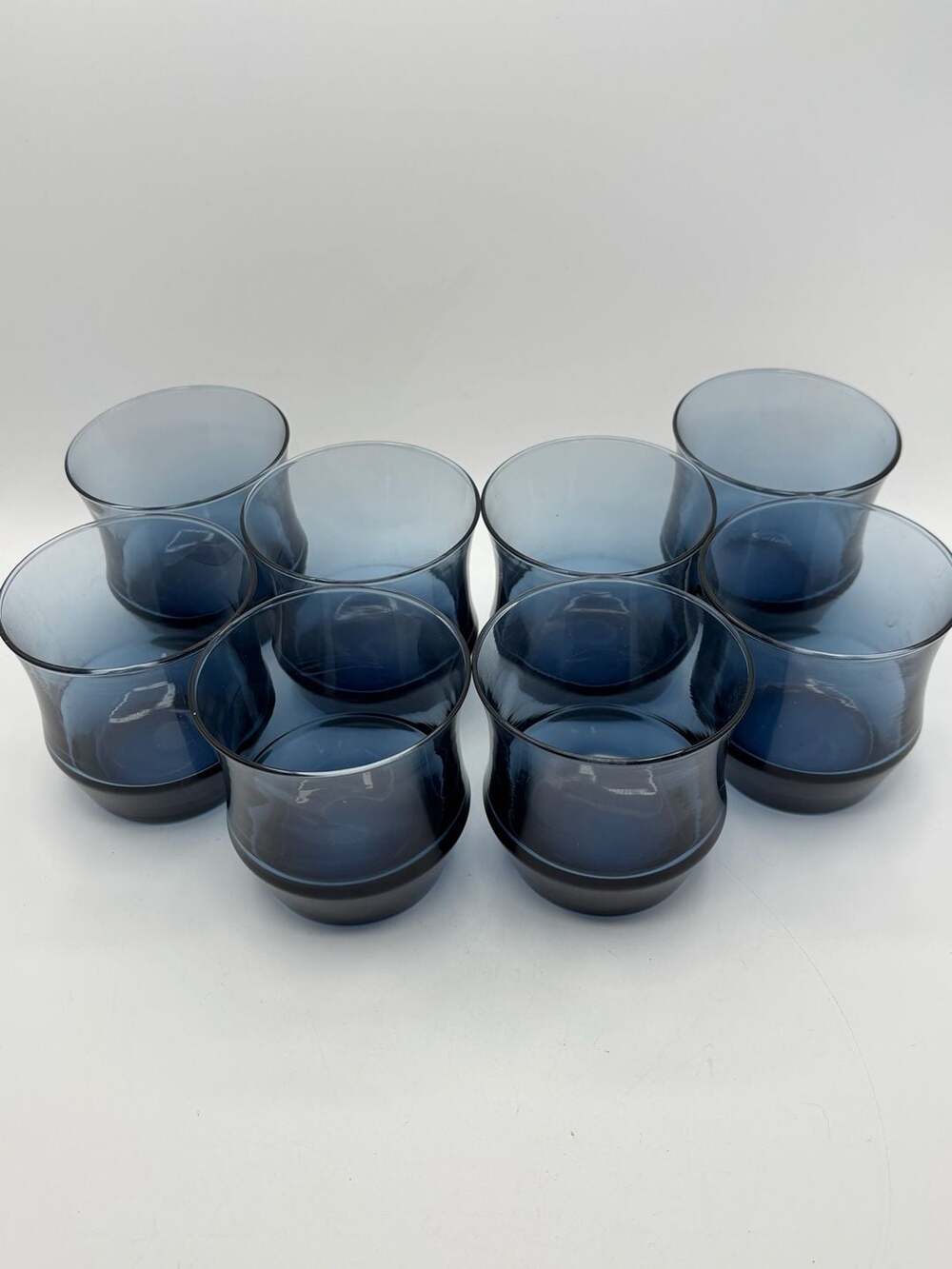 Set of 8 Vintage Libbey Apollo Dusky Blue 8 oz Rocks Glasses